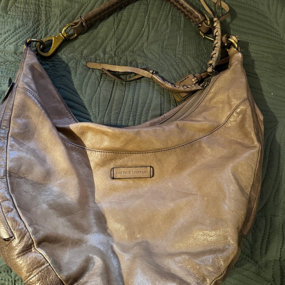 Frye Handbags - Frye Taupe Leather Braided-Handle Hobo